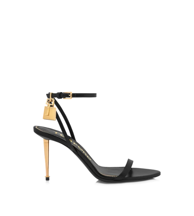 Shiny Leather Padlock Pointy Naked Sandal 85Mm Shiny Leather Padlock Pointy Naked Sandal 85Mm