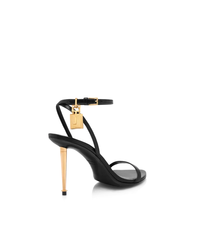 Shiny Leather Padlock Pointy Naked Sandal 85Mm Shiny Leather Padlock Pointy Naked Sandal 85Mm