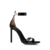 Shiny Leather T Latch Ankle Strap Sandal