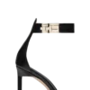 Shiny Leather T Latch Ankle Strap Sandal