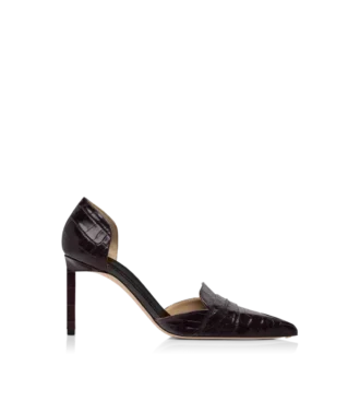 Shiny Stamped Crocodile Leather Eva D’Orsay Pump