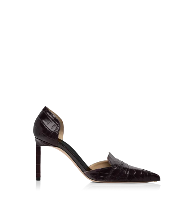 Shiny Stamped Crocodile Leather Eva D’Orsay Pump