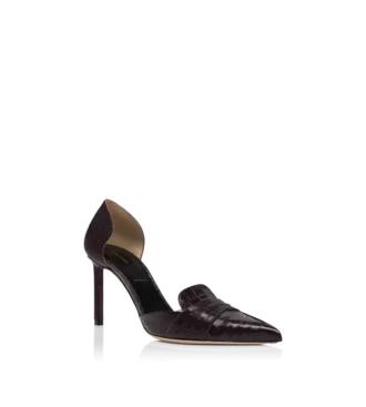 Shiny Stamped Crocodile Leather Eva D’Orsay Pump