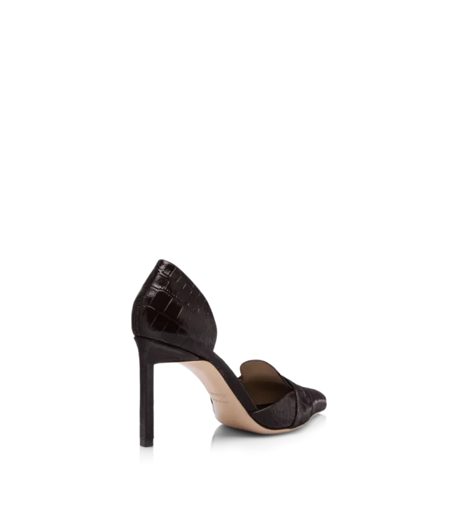 Shiny Stamped Crocodile Leather Eva D’Orsay Pump