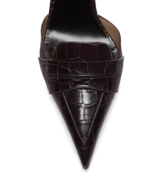 Shiny Stamped Crocodile Leather Eva D’Orsay Pump