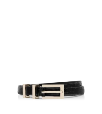 Shiny Stamped Crocodile Leather Frame Buckle Belt