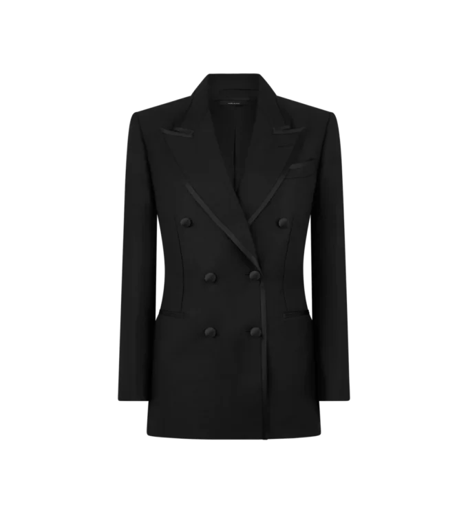 Silk and Mohair Blend “Wallis” Double Breasted Tuxedo Jacket Silk and Mohair Blend “Wallis” Double Breasted Tuxedo Jacket