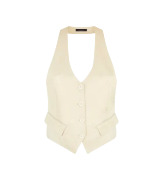 Silk and Wool Twill Open Back Waistcoat
