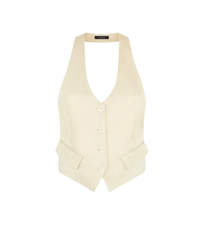 Silk and Wool Twill Open Back Waistcoat