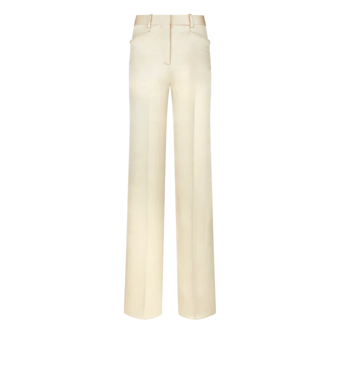 Silk and Wool Twill Tailored Boot Cut Pants Silk and Wool Twill Tailored Boot Cut Pants