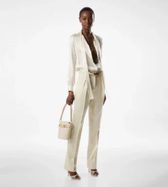 Silk and Wool Twill Tailored Pleated Pants Silk and Wool Twill Tailored Pleated Pants