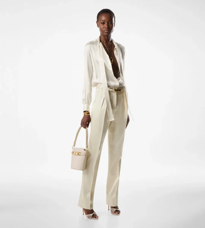 Silk and Wool Twill Tailored Pleated Pants Silk and Wool Twill Tailored Pleated Pants