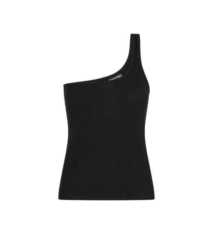 Silk Blend Rib Jersey One Shoulder Top