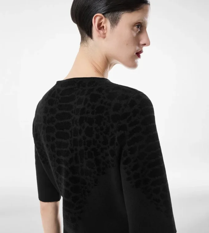 Silk Chenille Embossed Python Crewneck Dress Silk Chenille Embossed Python Crewneck Dress