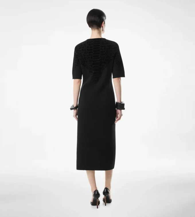 Silk Chenille Embossed Python Crewneck Dress Silk Chenille Embossed Python Crewneck Dress