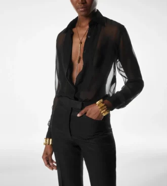 Silk Chiffon Shirt with Plastron Silk Chiffon Shirt with Plastron