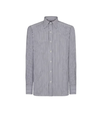 Silk Cotton Stripe Slim Fit Shirt