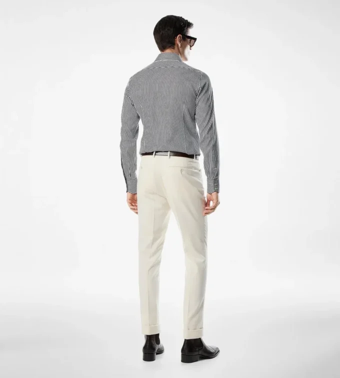 Silk Cotton Stripe Slim Fit Shirt