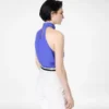 Silk Halterneck Lavalliere Top with Plisse Detail