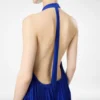 Silk Halterneck Sunray Plisse Evening Dress