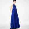Silk Halterneck Sunray Plisse Evening Dress