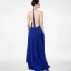 Silk Halterneck Sunray Plisse Evening Dress