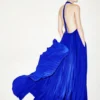 Silk Halterneck Sunray Plisse Evening Dress