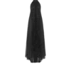 Silk Halterneck Sunray Plisse Evening Dress with Leather Detail
