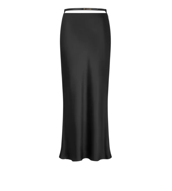 Silk Satin Ankle Length Bias Skirt