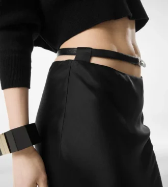 Silk Satin Ankle Length Bias Skirt