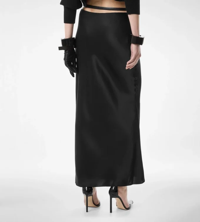 Silk Satin Ankle Length Bias Skirt