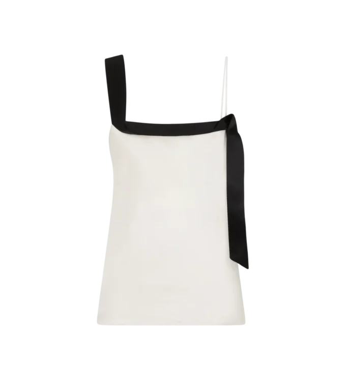 Silk Satin Camisole Top with Tuxedo Band
