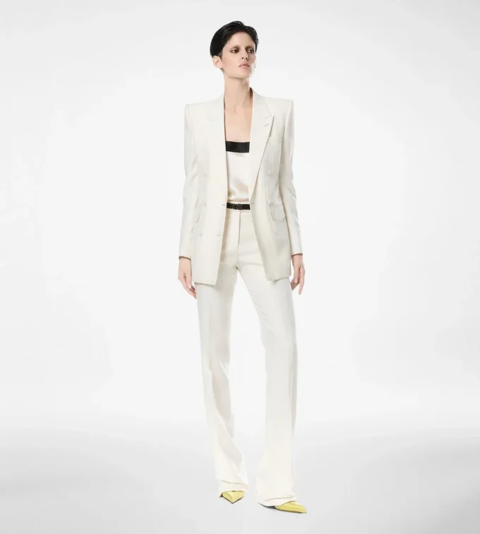 Silk Satin Camisole Top with Tuxedo Band