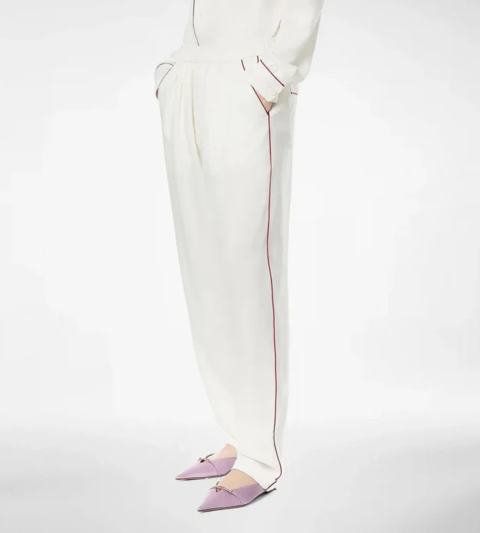 Silk Twill Pj Pants with Piping Silk Twill Pj Pants with Piping