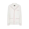 Silk Twill Pj Shirt with Piping and Tonal Tf Embroidered Logo
