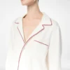 Silk Twill Pj Shirt with Piping and Tonal Tf Embroidered Logo