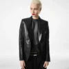 Silky Guanteria Leather Single Breasted Jacket Silky Guanteria Leather Single Breasted Jacket