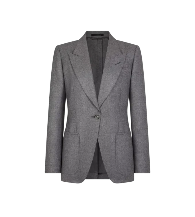 Single Breasted Peak Lapel Cashmere Jacket