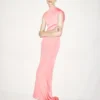 Sleeveless Asymmetric Evening Dress with Twisted Back