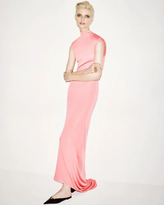 Sleeveless Asymmetric Evening Dress with Twisted Back