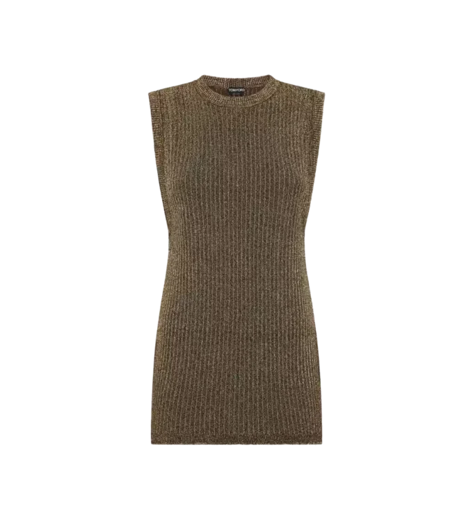 Sleeveless Crewneck Knit with Side Slits