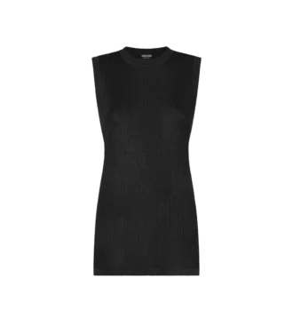 Sleeveless Crewneck Knit with Side Slits