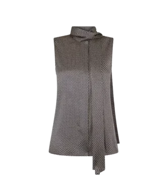 Sleeveless Lavalliere Silk Blouse