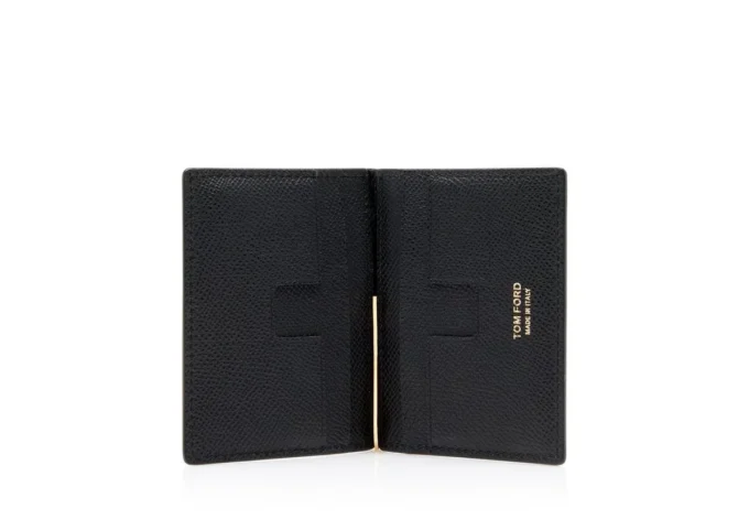 Small Grain Leather Folding Money Clip Cardholder Small Grain Leather Folding Money Clip Cardholder