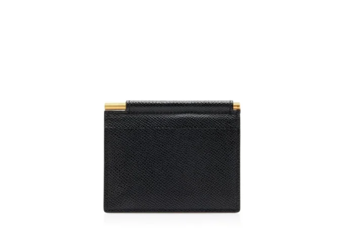 Small Grain Leather Folding Money Clip Cardholder Small Grain Leather Folding Money Clip Cardholder