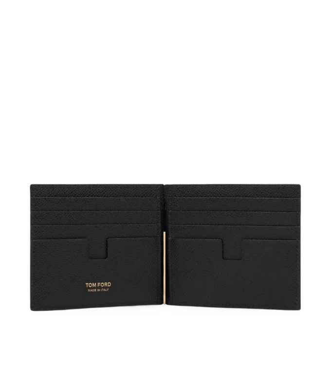 Small Grain Leather Money Clip Wallet