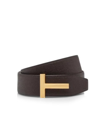 Small Grain Leather T Icon Belt