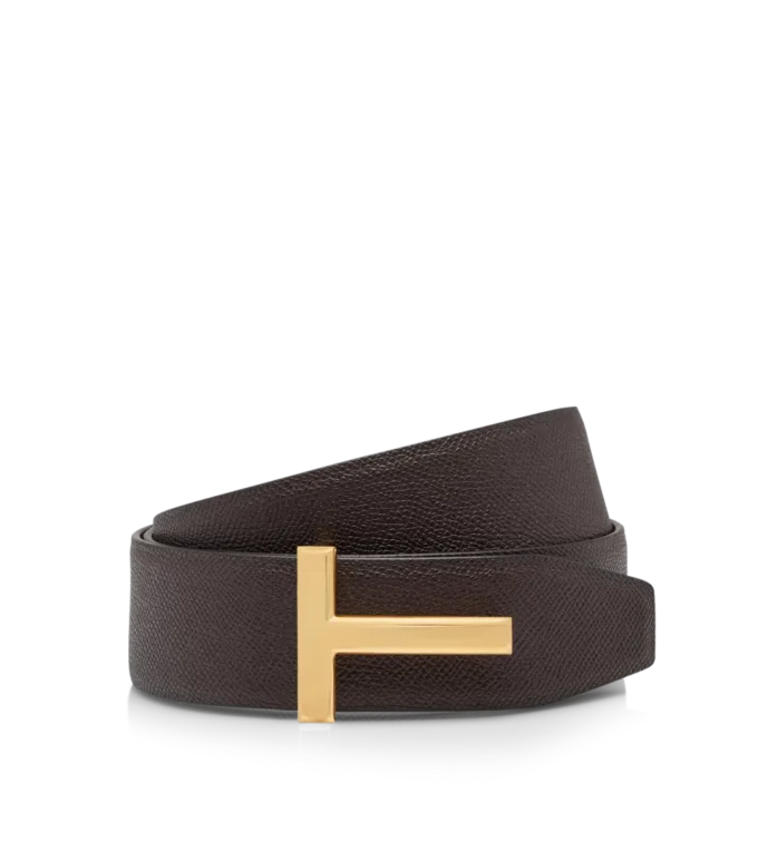 Small Grain Leather T Icon Belt