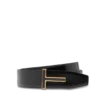 Smooth Leather Enamel Buckle T Belt