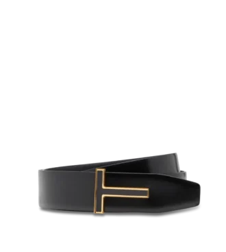 Smooth Leather Enamel Buckle T Belt